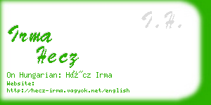 irma hecz business card